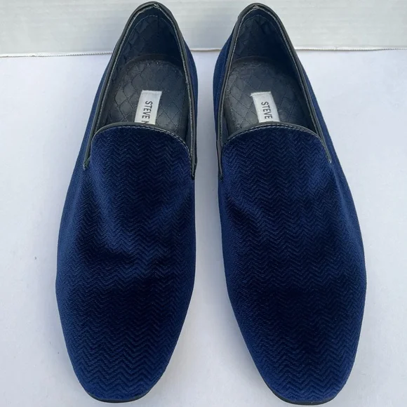 Steve Madden Velvet Loafers Men’s Size 9 Chevron Embossed Cobalt Blue - Picture 4 of 13